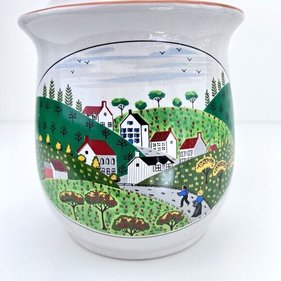 Newcor Stoneware Country Village Cookie Jar Canister - Picture 6 of 11